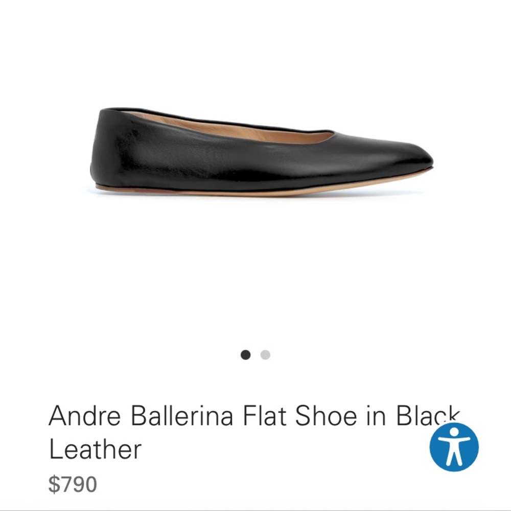 Gabriela Hearst Andre ballerina Flat Shoe Black Leather EU39-Retails $790